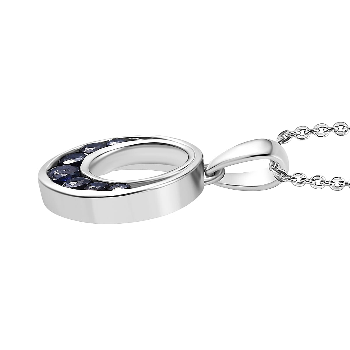 Masoala Sapphire Pendant with Chain (Size 20) in Rhodium Overlay Sterling Silver 1.01 Ct, Silver Wt. 5.09 Gms. 4422141 3