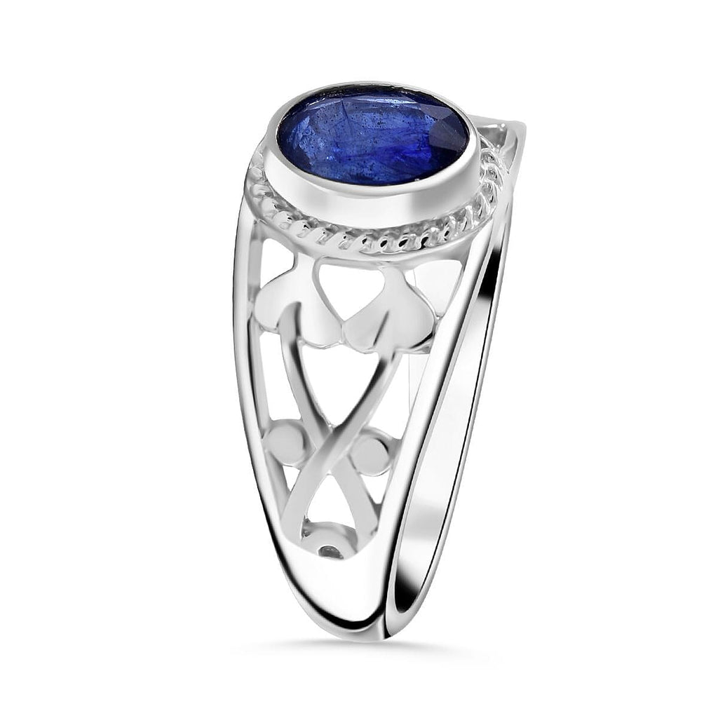Masoala Sapphire Solitaire Ring in Rhodium Overlay Sterling Silver 1.17 Ct.