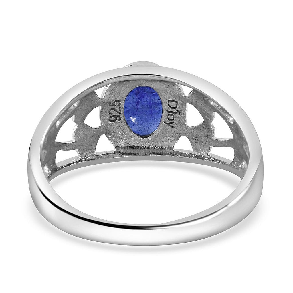 Masoala Sapphire Solitaire Ring in Rhodium Overlay Sterling Silver 1.17 Ct.