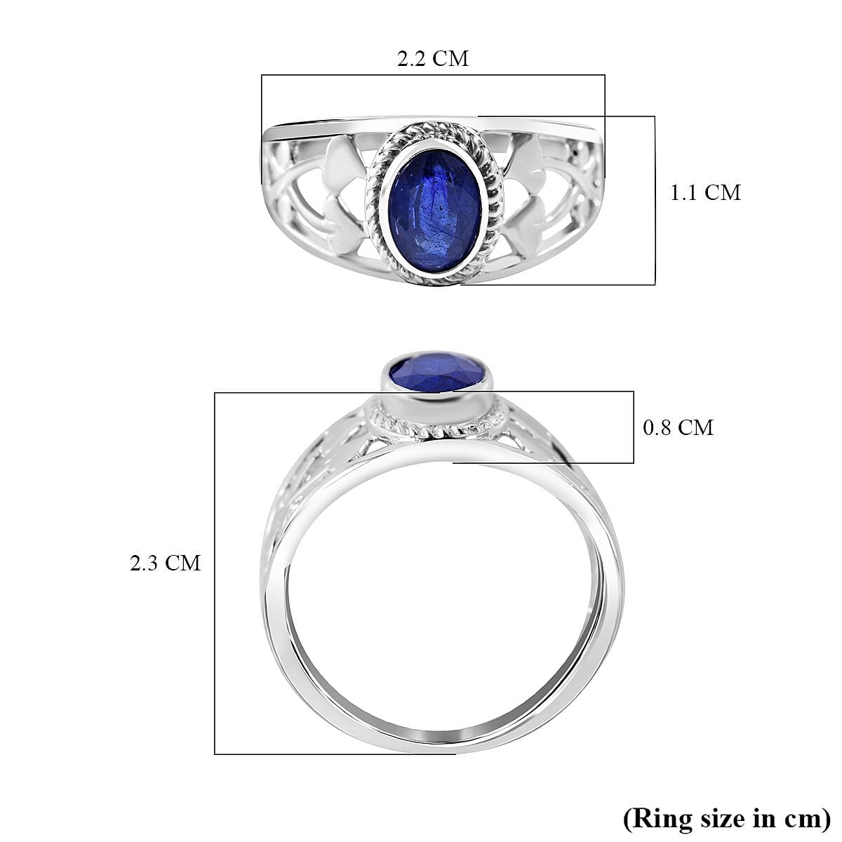 Masoala Sapphire Solitaire Ring in Rhodium Overlay Sterling Silver 1.17 Ct. 7766894 6