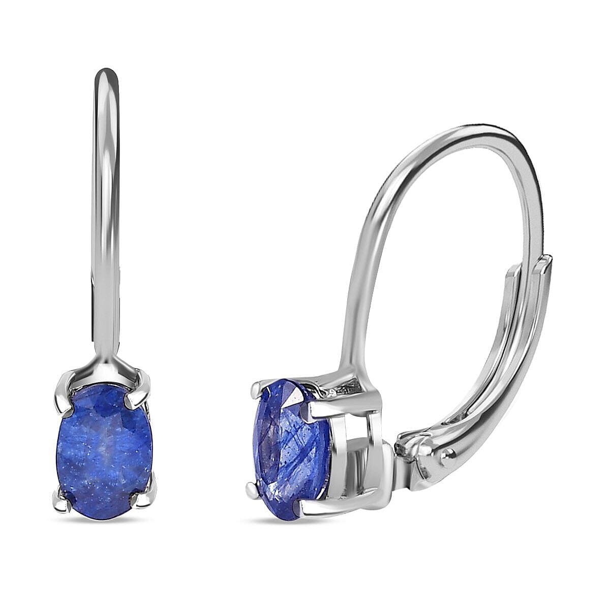 Masoala Sapphire Solitaire Lever Back Earrings in Platinum Overlay Sterling Silver 1.40 Ct. 7457862 0