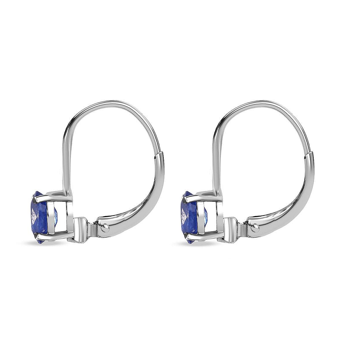 Masoala Sapphire Solitaire Lever Back Earrings in Platinum Overlay Sterling Silver 1.40 Ct. 7457862 4