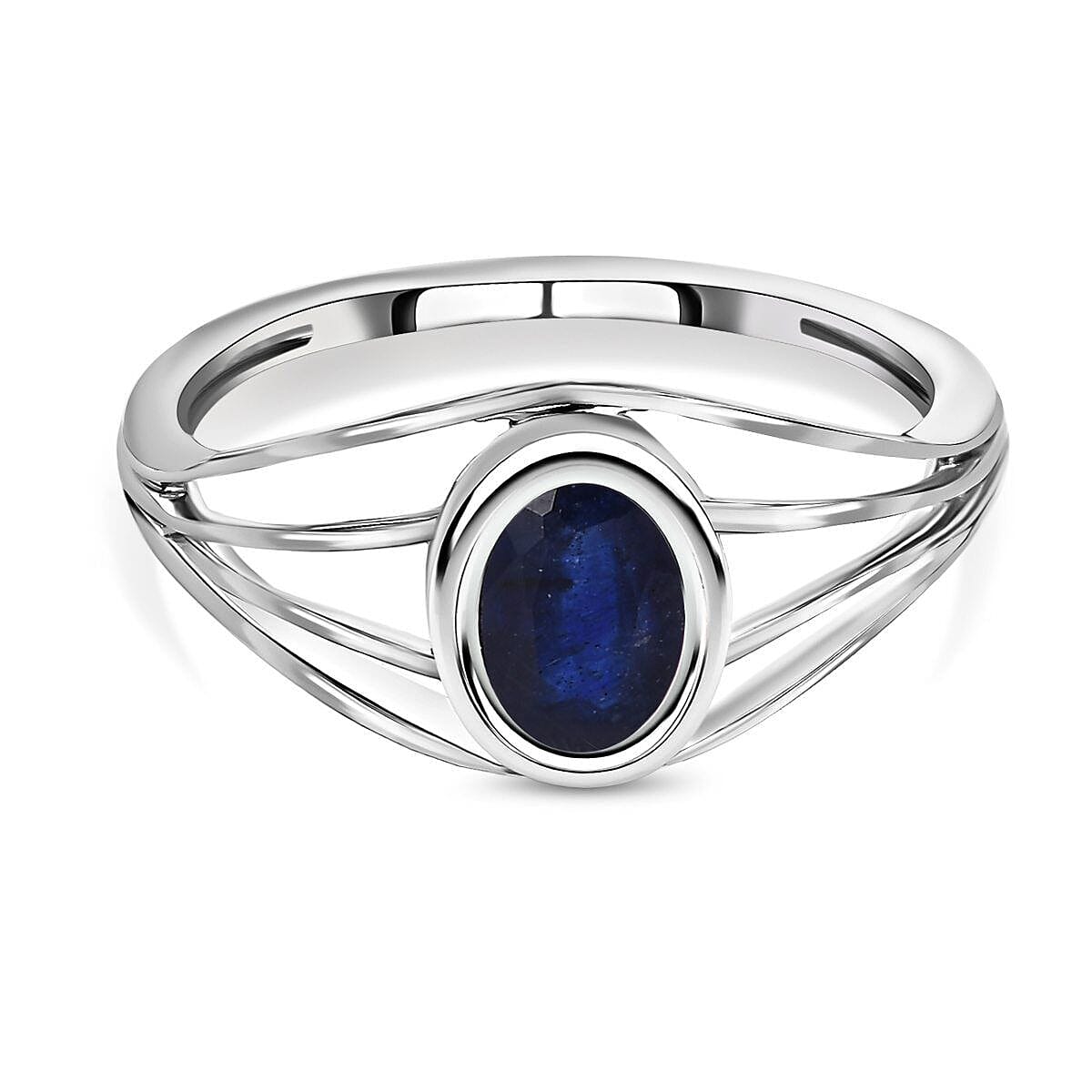 Masoala Sapphire Solitaire Ring in Platinum Overlay Sterling Silver 1.22 Ct. 7471575 0