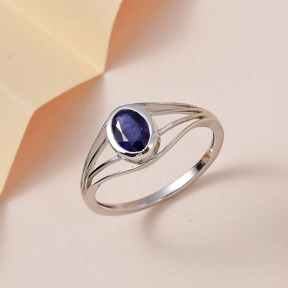 Masoala Sapphire Solitaire Ring in Platinum Overlay Sterling Silver 1.22 Ct. 7471575 1