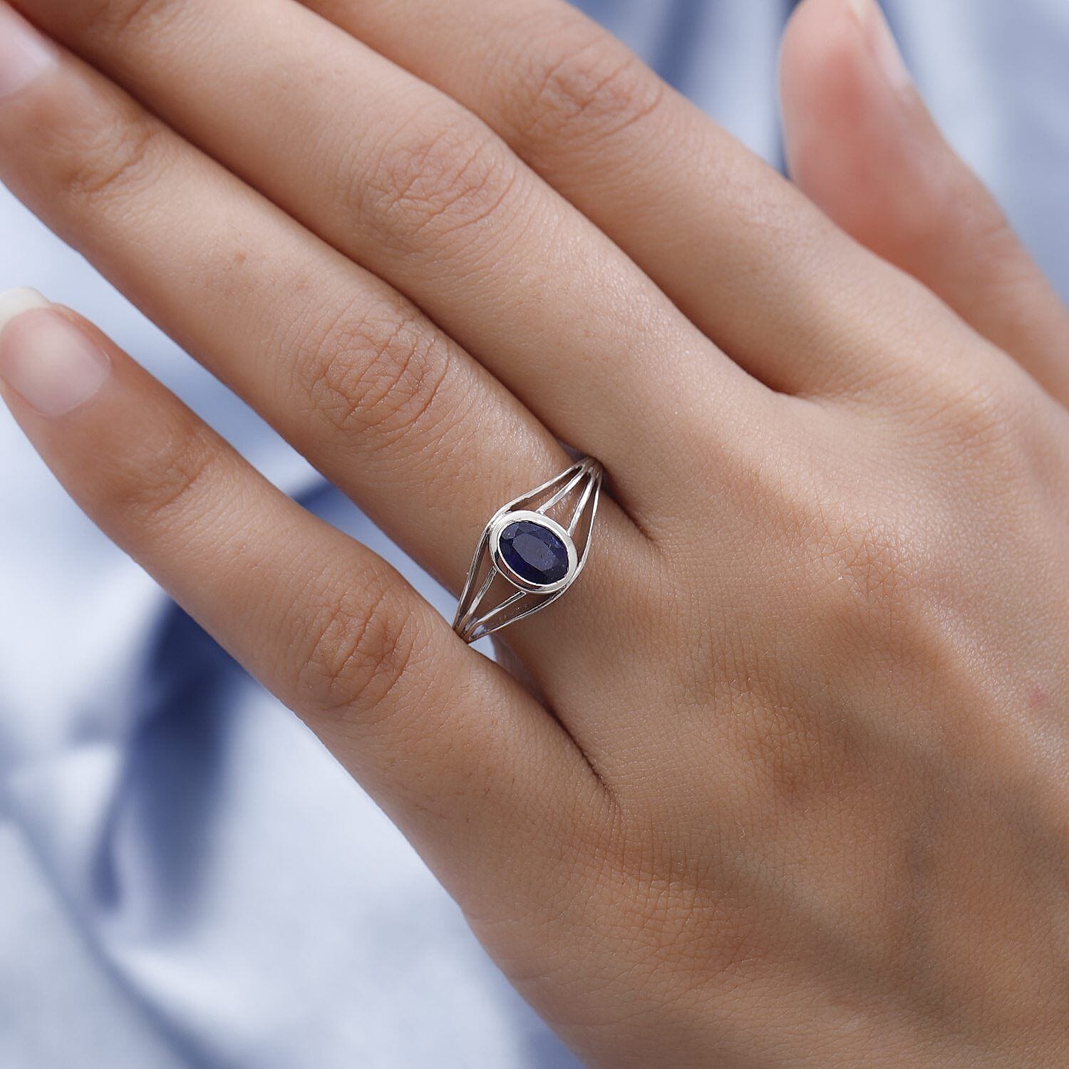 Masoala Sapphire Solitaire Ring in Platinum Overlay Sterling Silver 1.22 Ct. 7471575 2