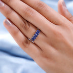 Masoala Sapphire 5 Stone Ring in Platinum Overlay Sterling Silver 1.71 Ct