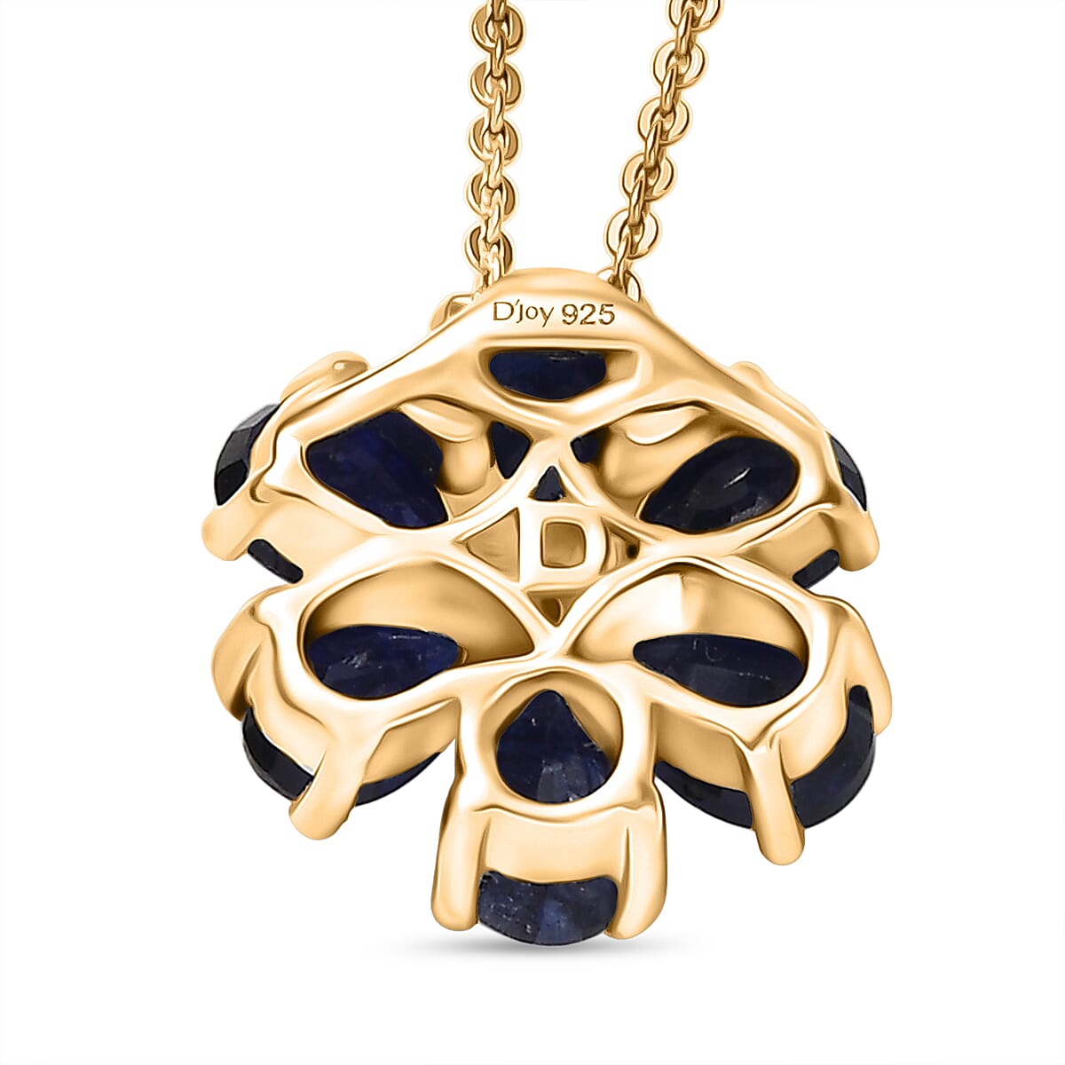 Masoala Sapphire &amp; White Zircon Pendant with Chain (Size 20) in Yellow Gold Plated Sterling Silver 1.82 Ct. 4421176 5