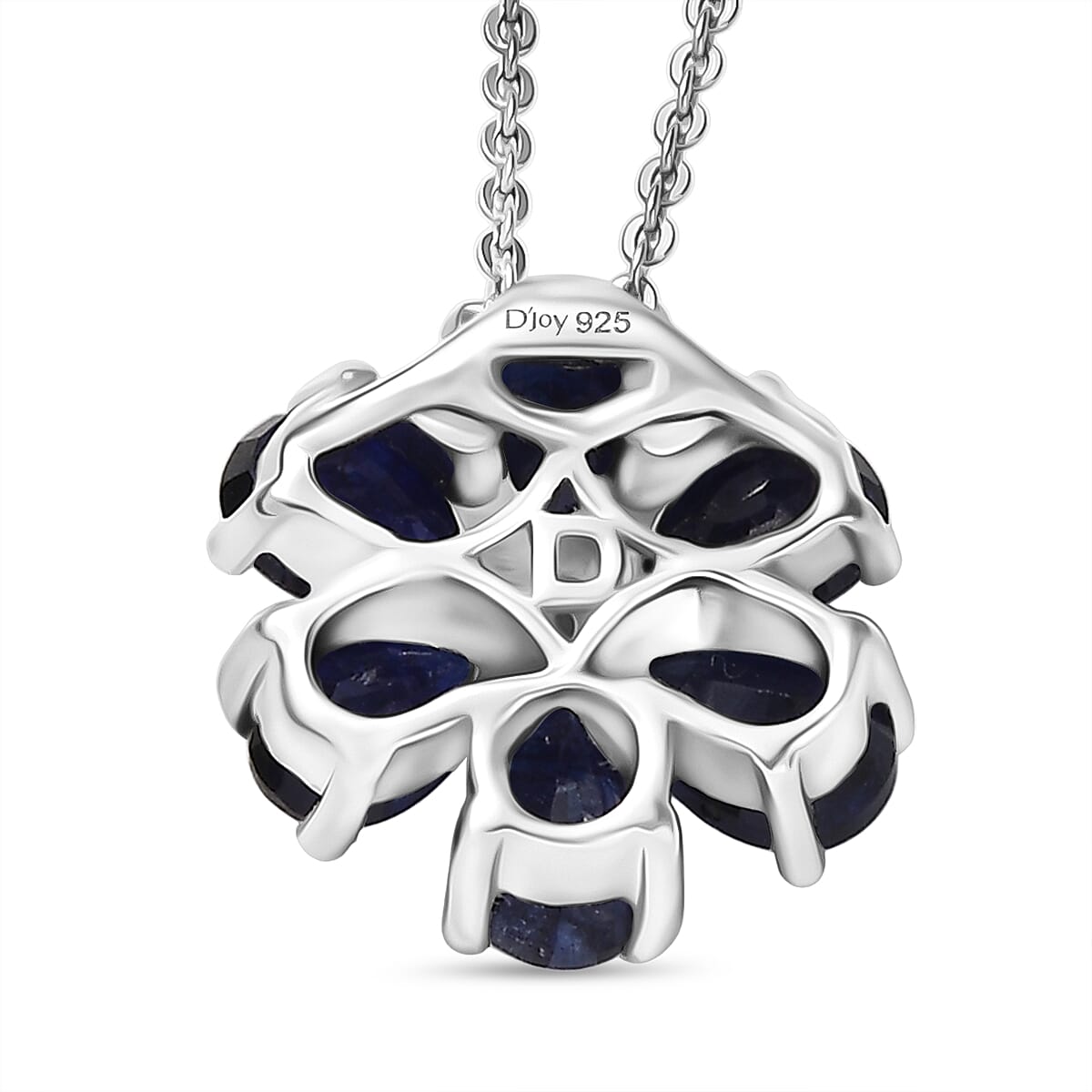 Masoala Sapphire &amp; White Zircon Pendant with Chain (Size 20) in Platinum Overlay Sterling Silver 1.82 Ct. 4421181 4