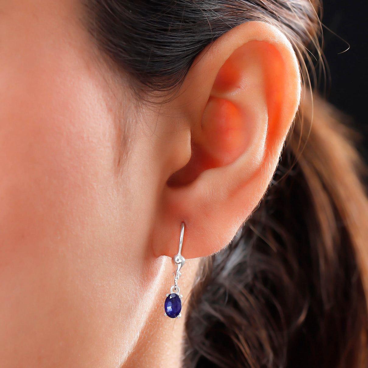Masoala Sapphire (FF) Solitaire Dangle Earrings in Sterling Silver 1.49 Ct. 3691669 2