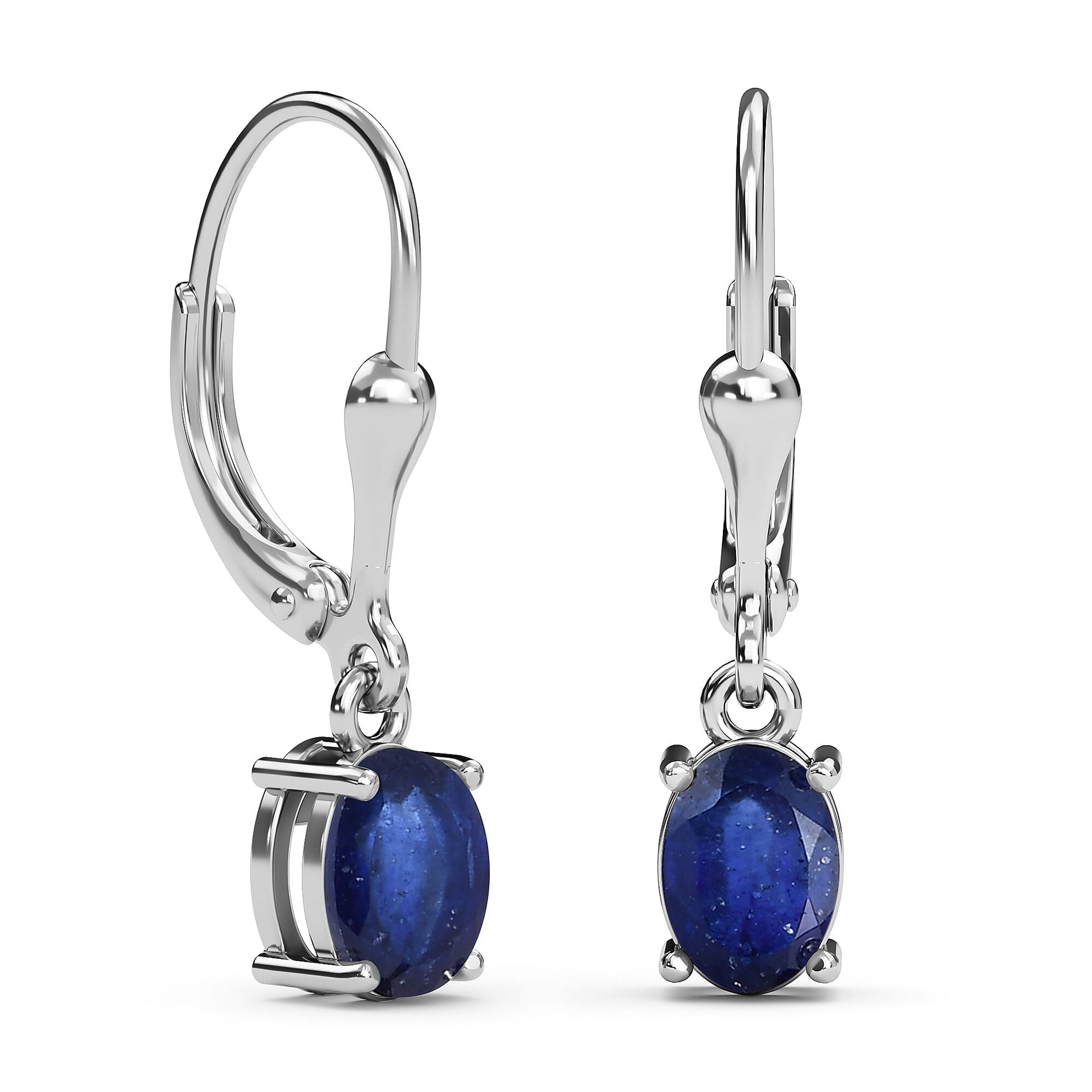 Masoala Sapphire (FF) Solitaire Dangle Earrings in Sterling Silver 1.49 Ct. 3691669 6