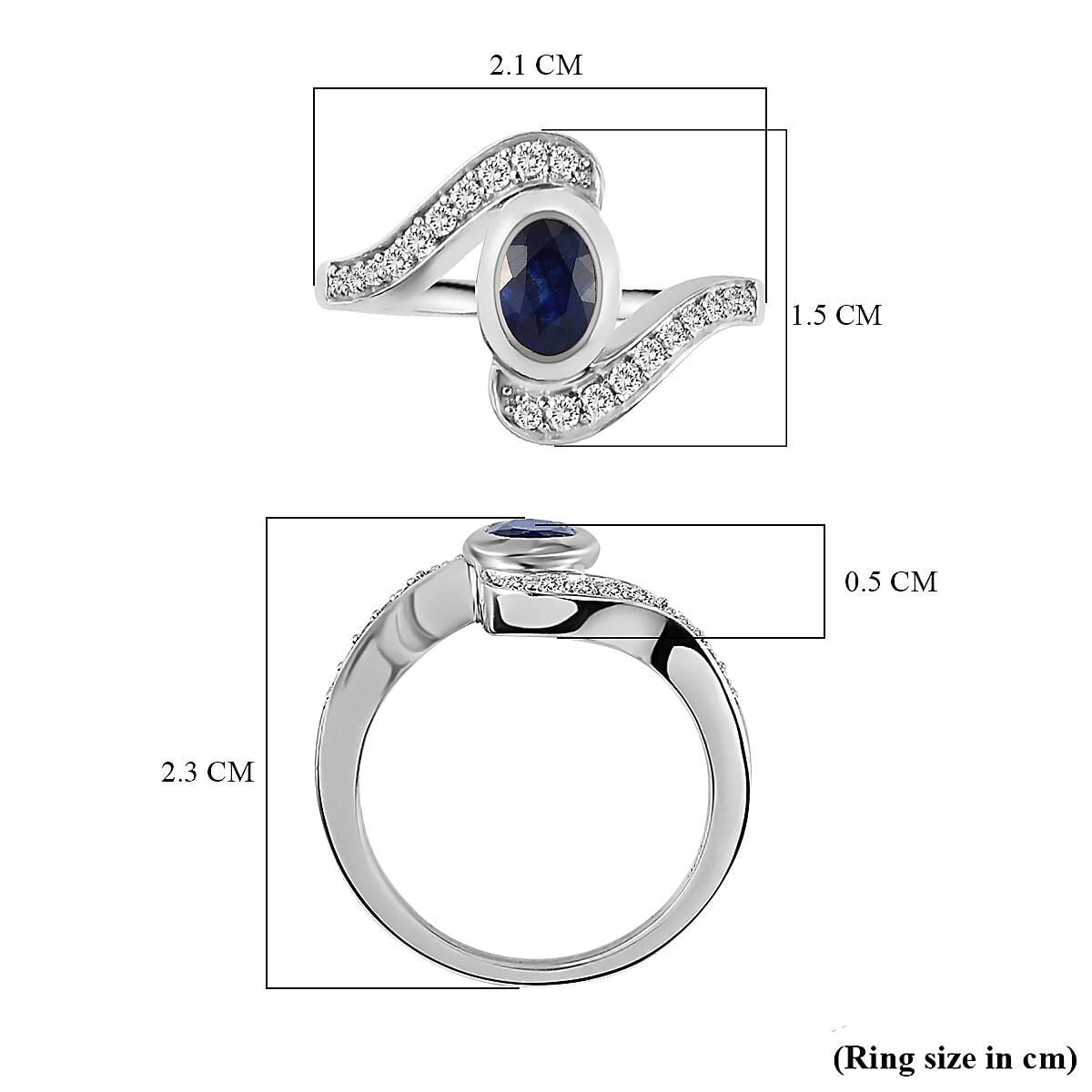 Masoala Sapphire (FF) and Natural Zircon Bypass Ring in Platinum Overlay Sterling Silver 1.60 Ct. 8952233 11