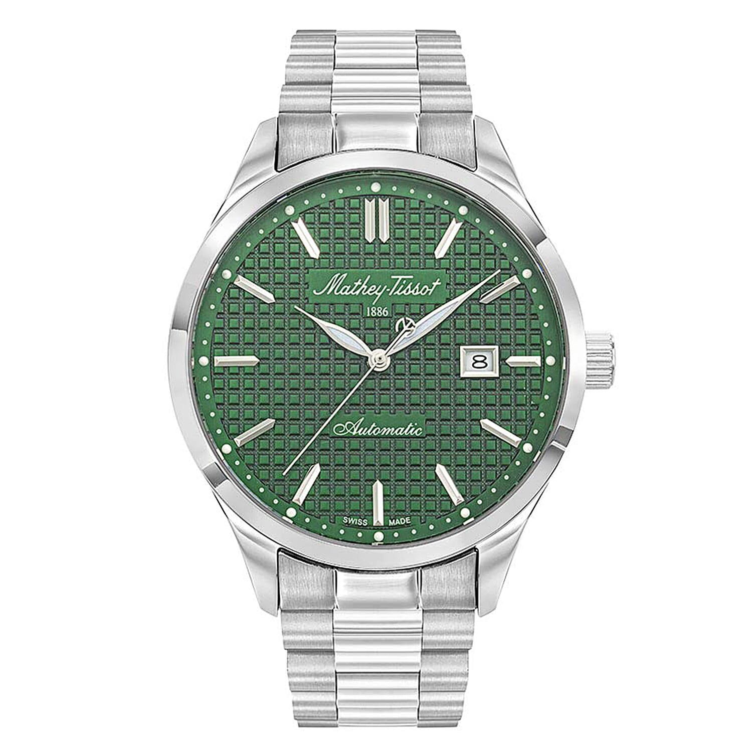 MATHY TISSOT Urban Auto Automatic 5ATM WR Green Dial - Silver Case Mens Watch with Silver Stainless Steel Strap 8365156 0