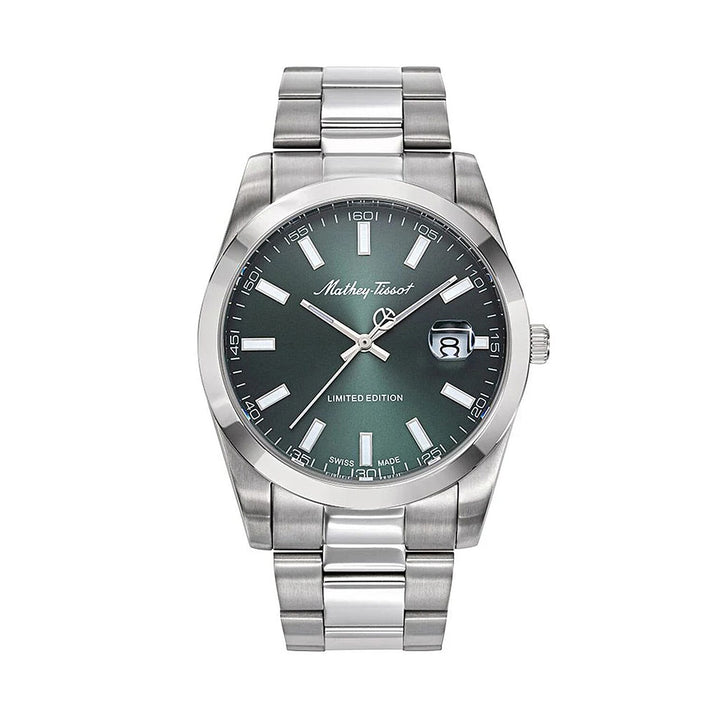 Mathey Tissot Limited Edition Sunray Quartz Movt. 5ATM WR Green Dial Mens Watch with Silver Colour Stainless Steel Strap 8026022 1