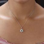Socoto Emerald Floral Pendant in Platinum and Gold Overlay Sterling Silver