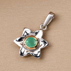 Socoto Emerald Floral Pendant in Platinum and Gold Overlay Sterling Silver