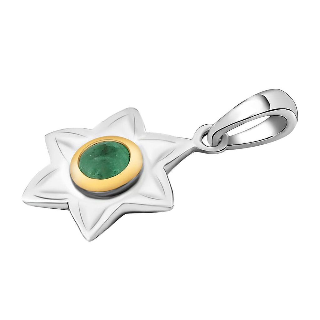 Socoto Emerald Floral Pendant in Platinum and Gold Overlay Sterling Silver
