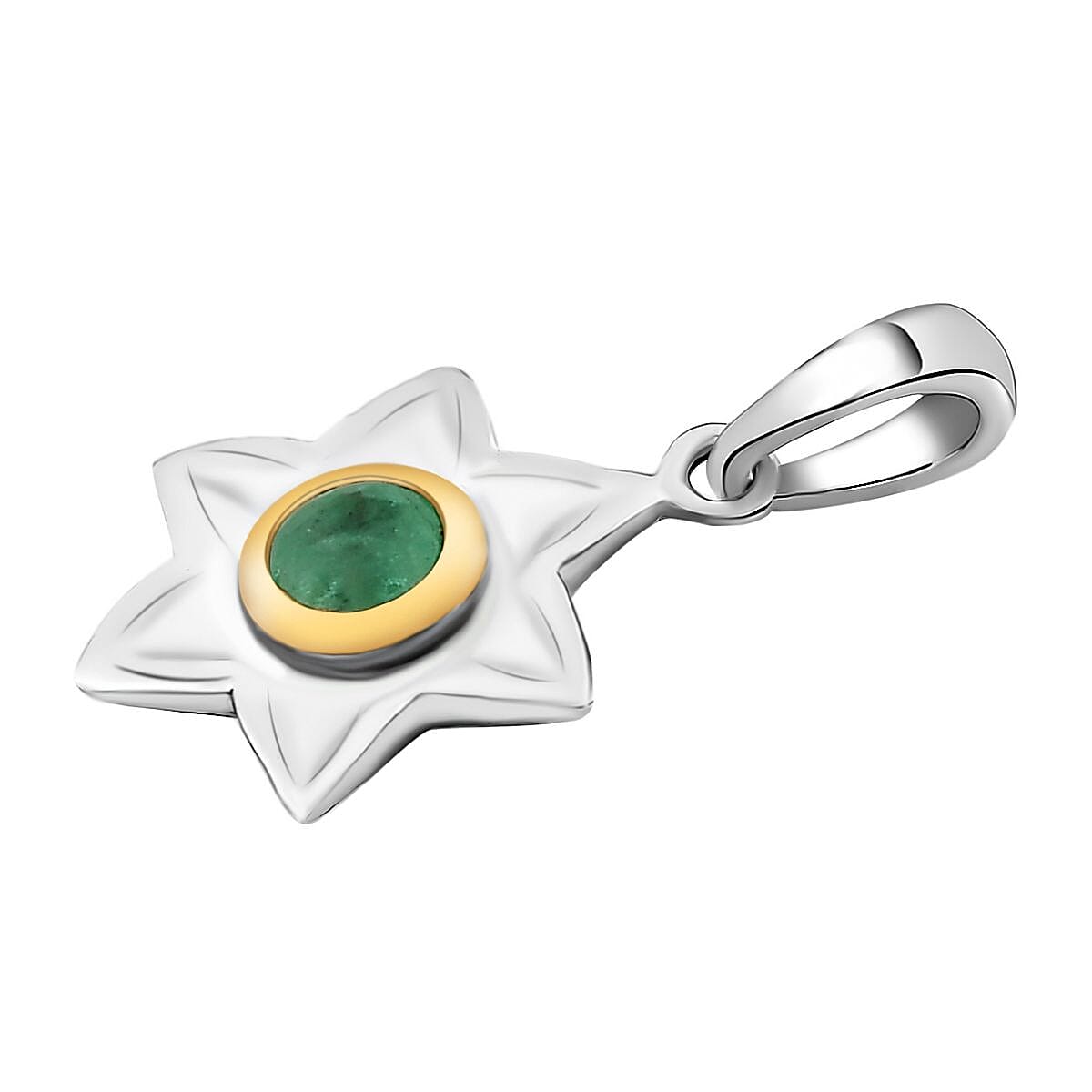 May Birthflower Lily of the Valley with Emarld Pendant in Two Tone Sterling Silver 7541530 4
