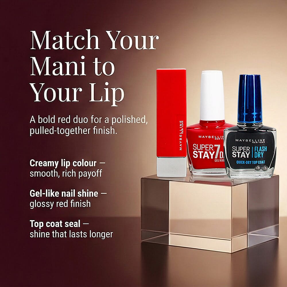 Maybelline Lip and Nail Set â€“ Red Shade with Top Coat 8282784 1