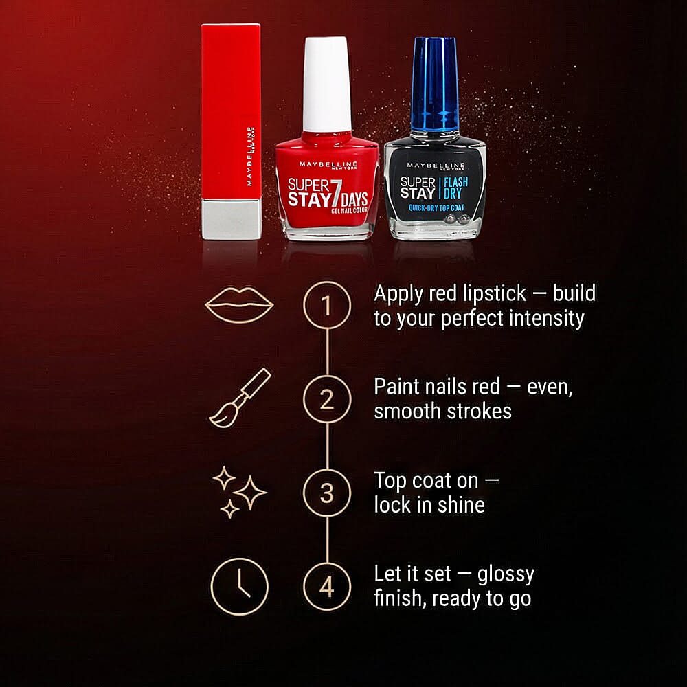 Maybelline Lip and Nail Set â€“ Red Shade with Top Coat 8282784 2