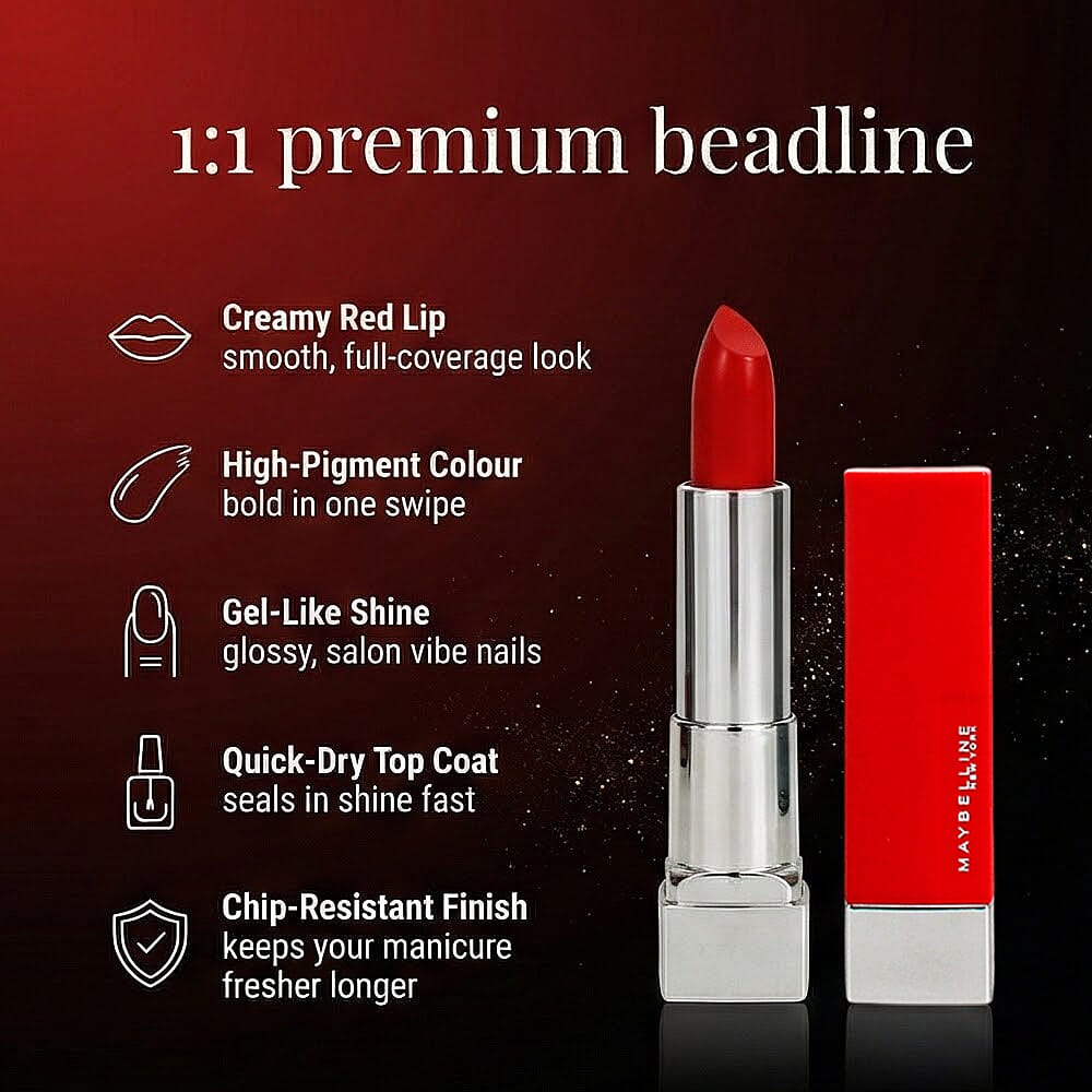 Maybelline Lip and Nail Set â€“ Red Shade with Top Coat 8282784 4