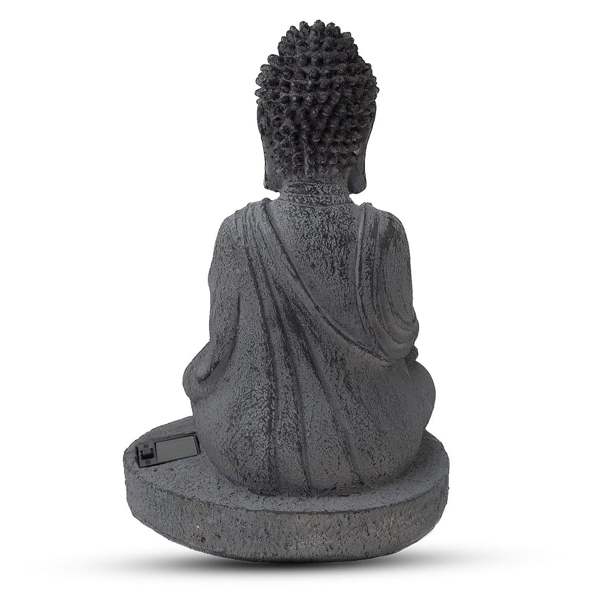 Meditating Buddha Solar Decorative Light - Grey with Gold Lotus Candle Holder 8135122 3