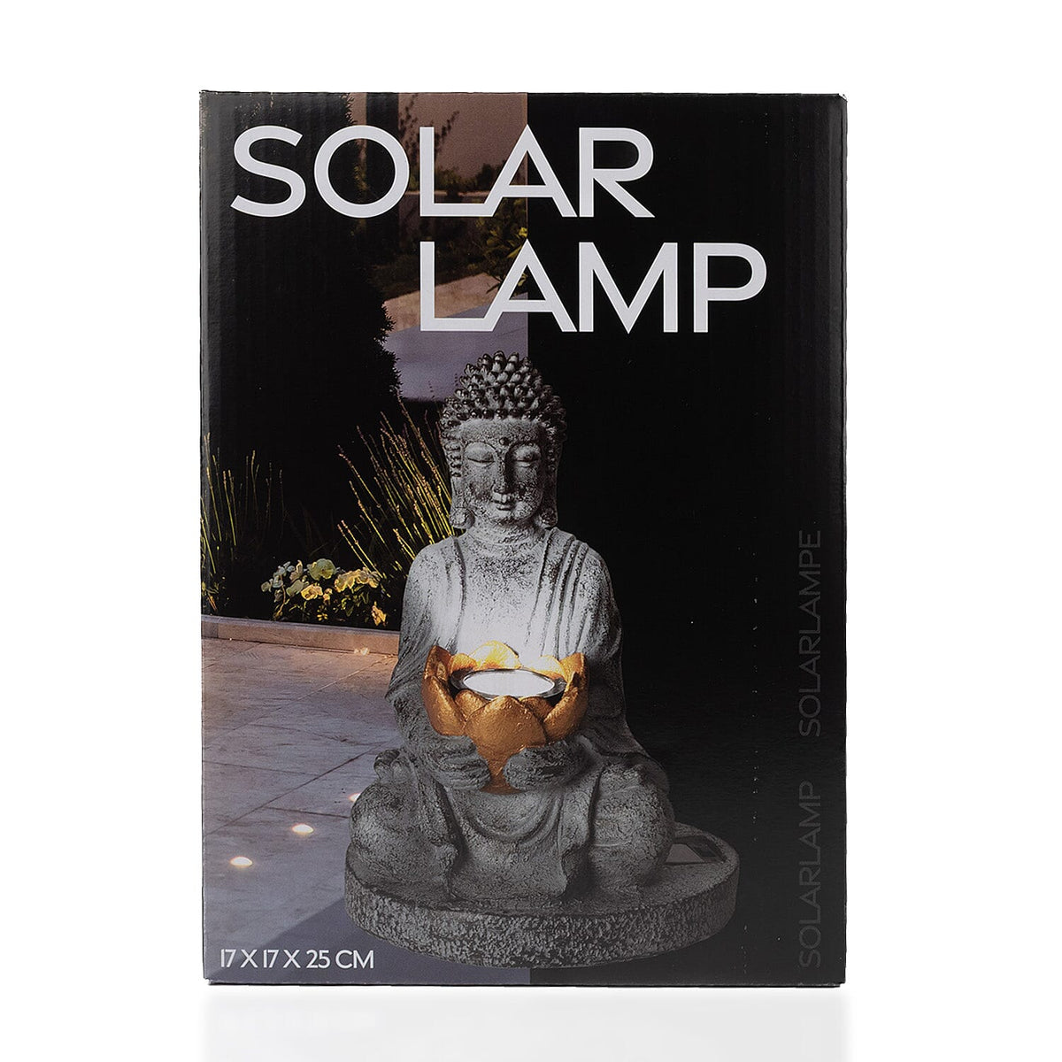Meditating Buddha Solar Decorative Light - Grey with Gold Lotus Candle Holder 8135122 5