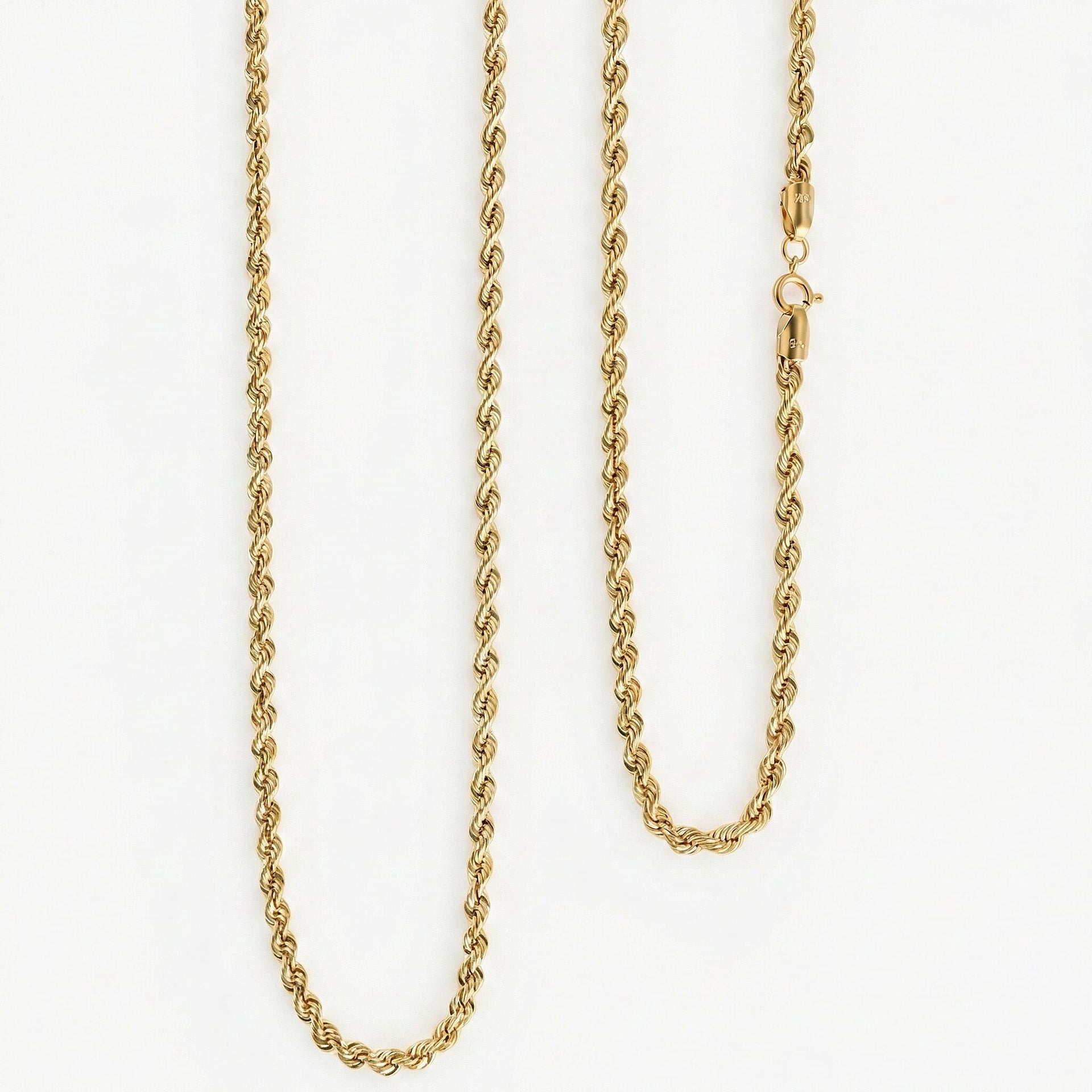 Mega Hatton Garden CloseOut- 9K Yellow Gold Diamond-Cut 2.45MM Rope Necklace with Spring Ring Clasp 30 Inch 8265567 0
