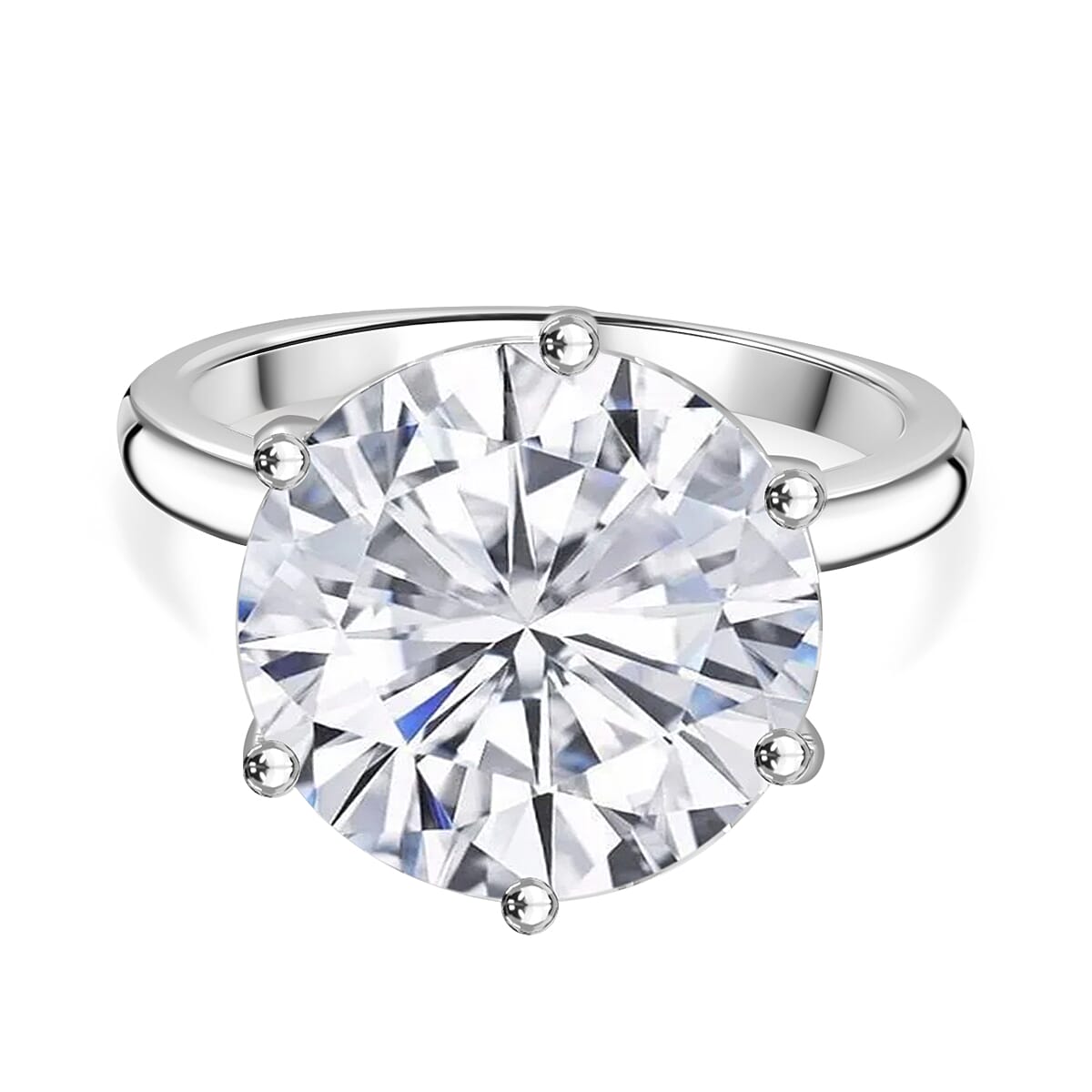 Moissanite Brilliant-Cut Solitaire Ring in Rhodium Overlay Sterling Silver 7.56 Ct. 7964685 0
