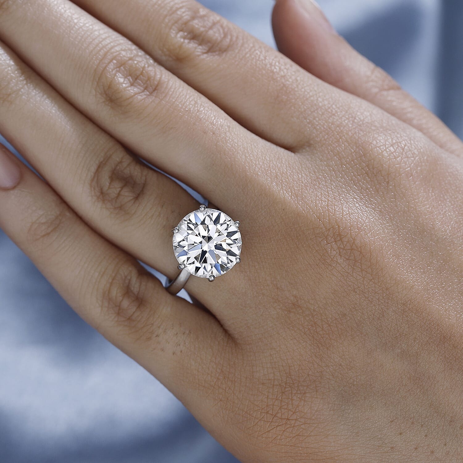 Moissanite Brilliant-Cut Solitaire Ring in Rhodium Overlay Sterling Silver 7.56 Ct. 7964685 5