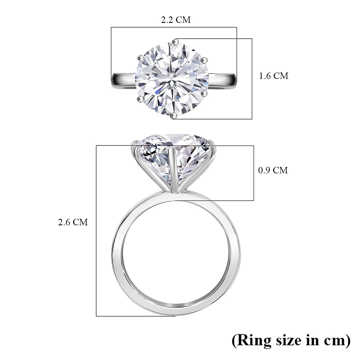 Moissanite Brilliant-Cut Solitaire Ring in Rhodium Overlay Sterling Silver 7.56 Ct. 7964685 11