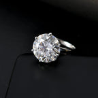 Moissanite Solitaire Ring in Rhodium Overlay Sterling Silver 7.43 Ct
