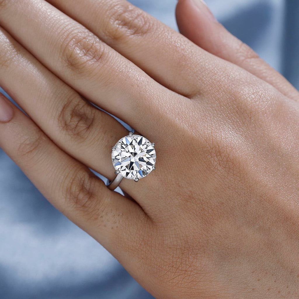 Moissanite Solitaire Ring in Rhodium Overlay Sterling Silver 7.43 Ct