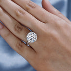 Moissanite Solitaire Ring in Rhodium Overlay Sterling Silver 7.43 Ct