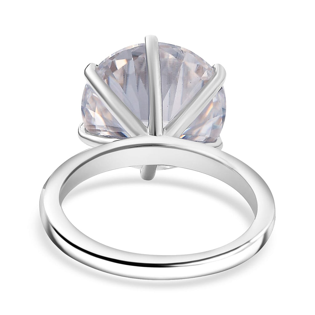 Moissanite Solitaire Ring in Rhodium Overlay Sterling Silver 7.43 Ct