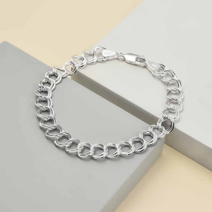 Mega NY close Out Deal - Sterling Silver Double Curb Bracelet (Size 7.5) with Lobster Clasp, Silver Wt. 6.20 Gms. 7725062 2