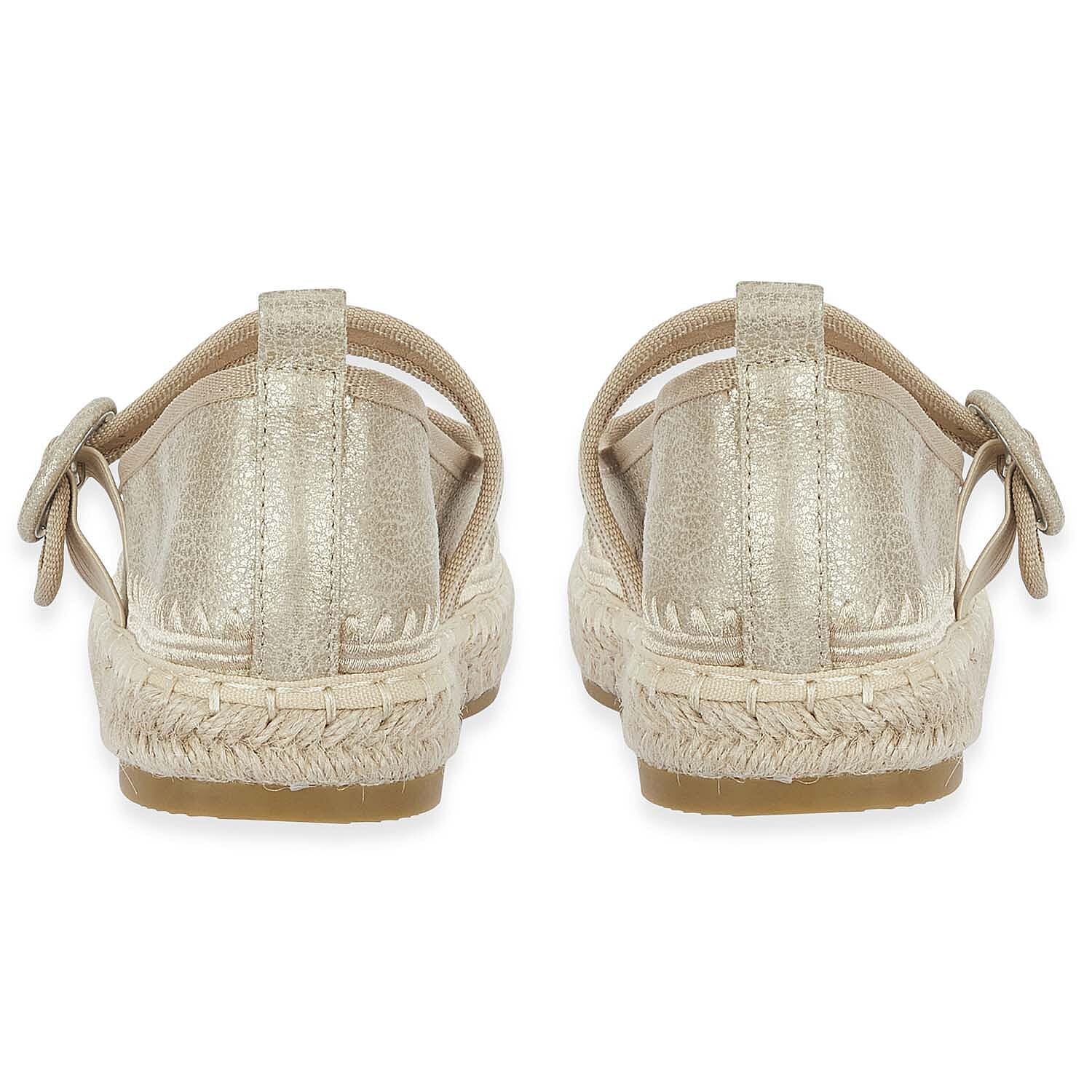 Mellow Ladies Espadrille Ballerina Shoes With Buckle Detail (Size 5) - Gold V32536295 2