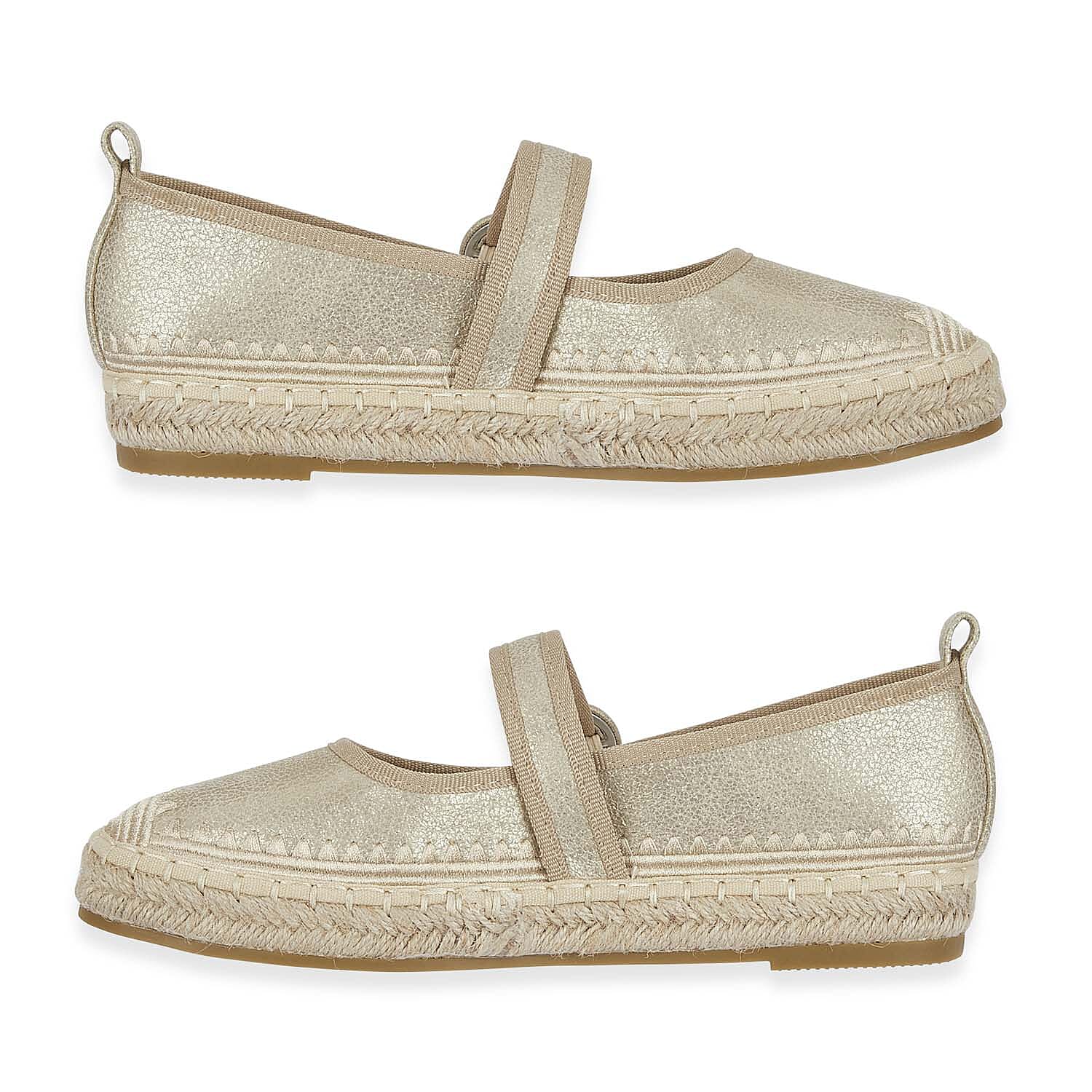 Mellow Ladies Espadrille Ballerina Shoes With Buckle Detail (Size 6) - Gold V32520486 1