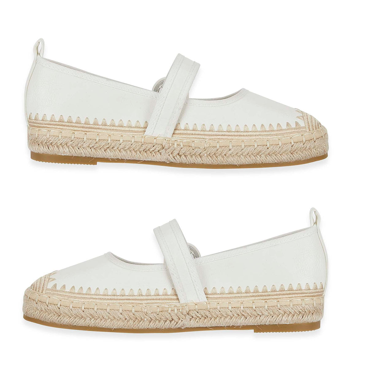 Mellow Ladies Espadrille Ballerina Shoes With Buckle Detail (Size 6) - White V32520480 1