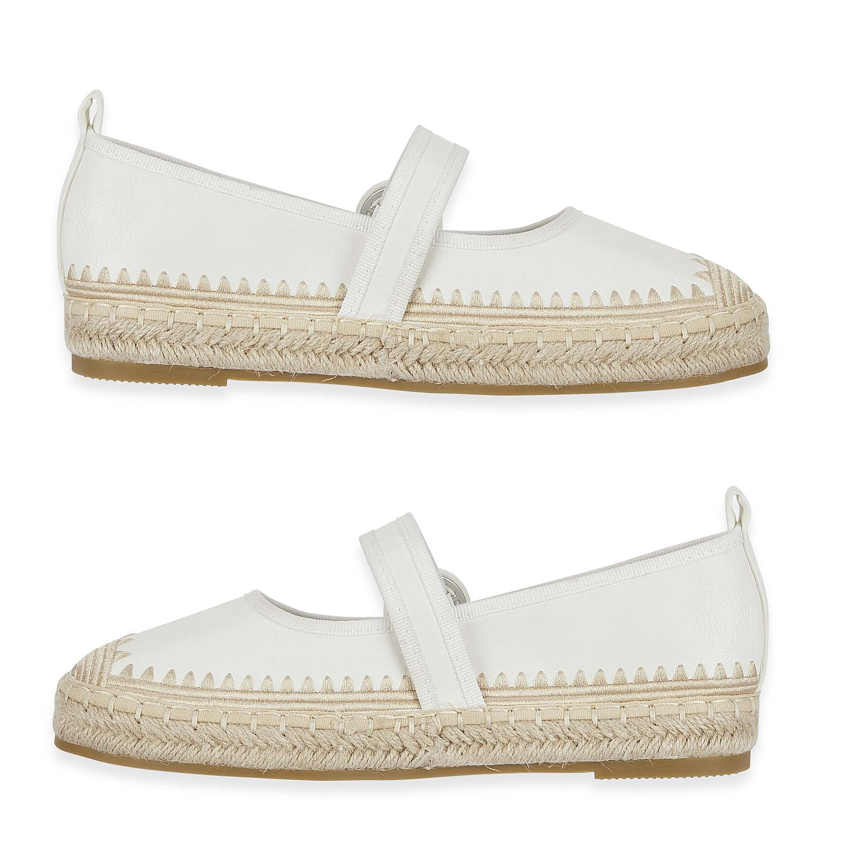 Mellow Ladies Espadrille Ballerina Shoes With Buckle Detail (Size 6) - White V32520480 1