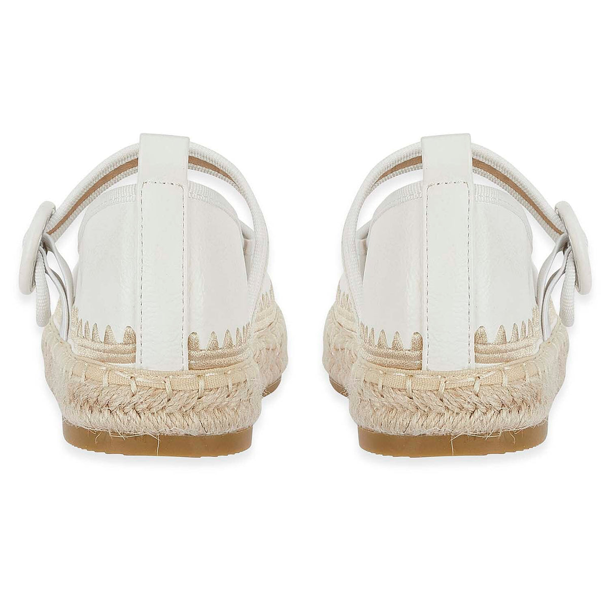 Mellow Ladies Espadrille Ballerina Shoes With Buckle Detail (Size 6) - White V32520480 2