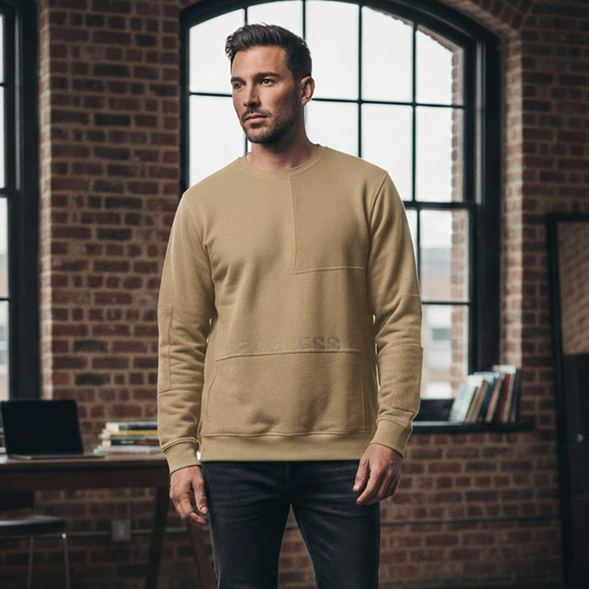 UNISEX Cotton Sweatshirt (Size - M) - Sand V32530831 0