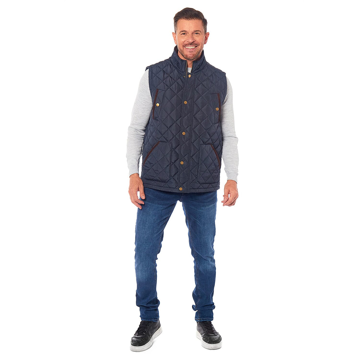 Mens Padded Gilet With Cordroy Binding On Inside Neck and Pockets V32578334 0