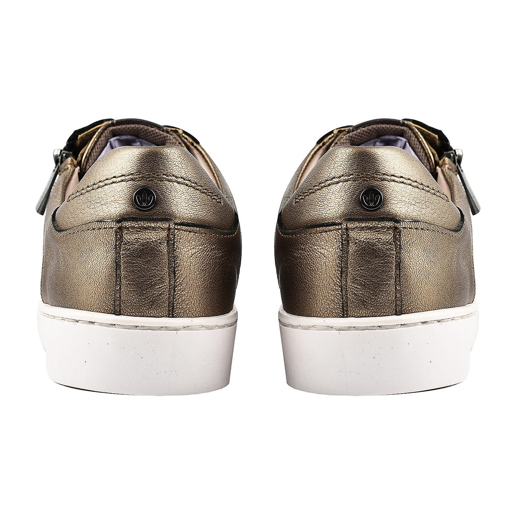 SANDER Floral Printed Leather Casual Zip-Up Womens Trainers (Size 4) - Bronze