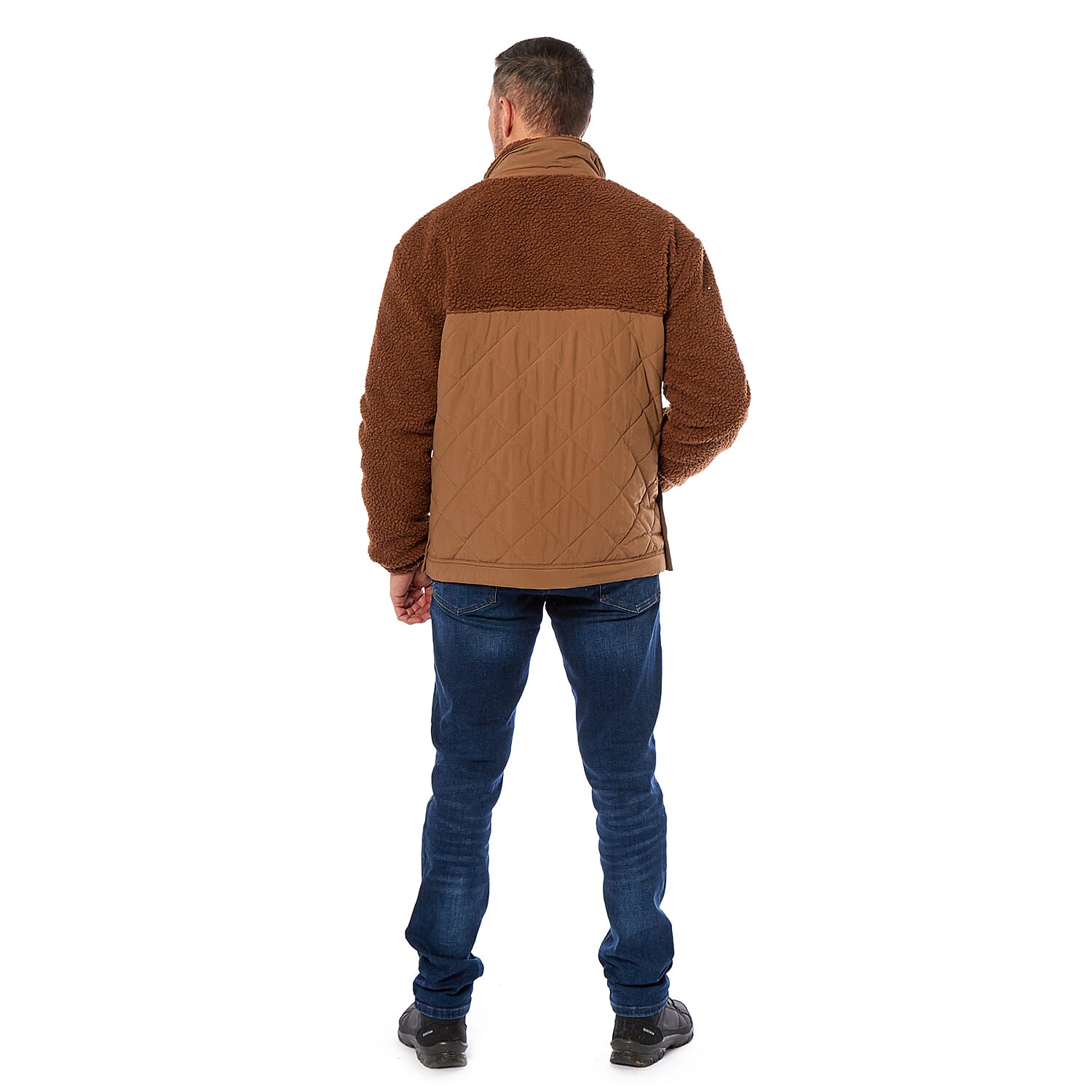 Men's Diamond Quilted Teddy Fleece Jacket - Tan 7840725 3