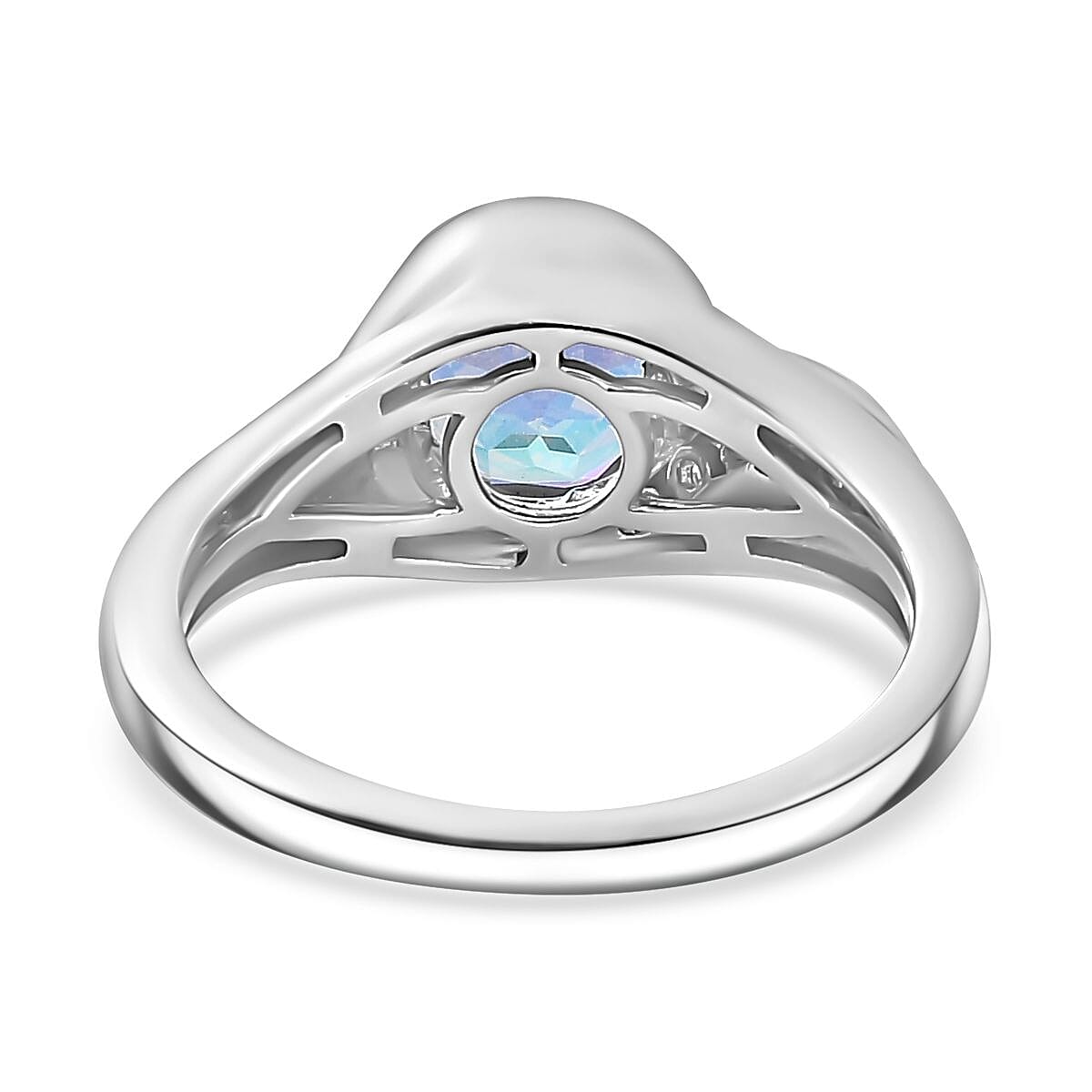 Mercury Mystic Topaz &amp; Moissanite Bypass Ring in Rhodium Overlay Sterling Silver 1.70 Ct 7802713 5