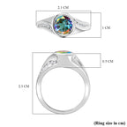 Mercury Mystic Topaz & Moissanite Bypass Ring in Rhodium Overlay Sterling Silver 1.70 Ct