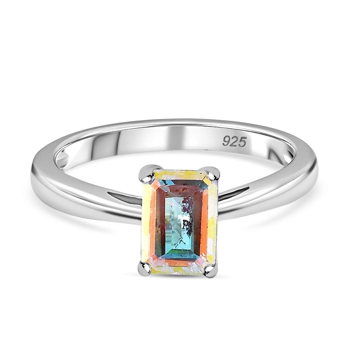 Mercury Mystic Topaz Solitaire Ring in Sterling Silver 1.20 Ct 7521728 0