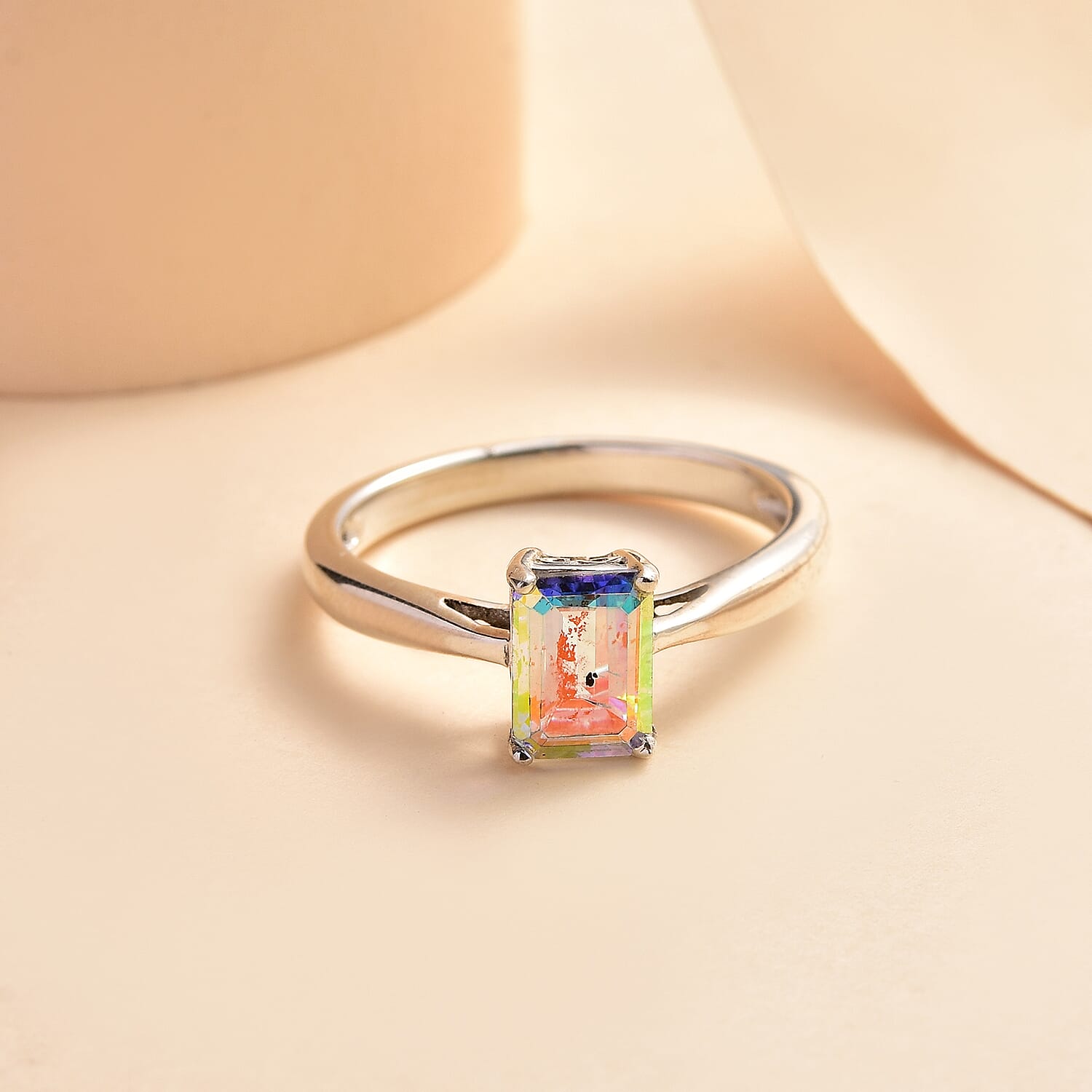 Mercury Mystic Topaz Solitaire Ring in Sterling Silver 1.20 Ct 7521728 1