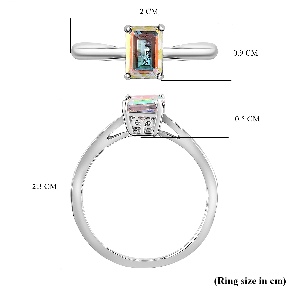 Mercury Mystic Topaz Solitaire Ring in Sterling Silver 1.20 Ct 7521728 5