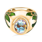 Mercury Mystic Topaz Solitaire Ring in 18K YG Vermeil Plated Sterling Silver 4.15 Ct, Silver Wt. 7.01 Gms